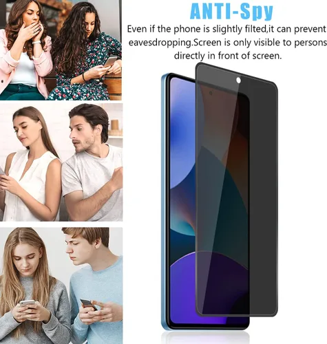 Vista 4 de Protector de pantalla de privacidad de cobertura completa para Xiaomi Redmi Note 12 Pro (4G/5G) (2 paquetes) + protector de lente de cámara