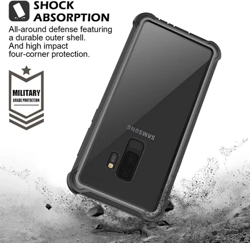 Vista 5 de Dexnor Funda para Galaxy S9+ Plus con protector de pantalla transparente de grado militar, resistente 360, cuerpo completo, a prueba de golpes