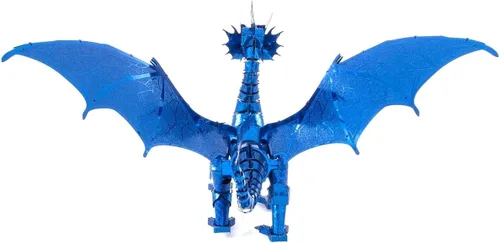 Vista 5 de Metal Earth Fascinations Premium Series Blue Dragon 3D Kit de modelo de metal con pinzas