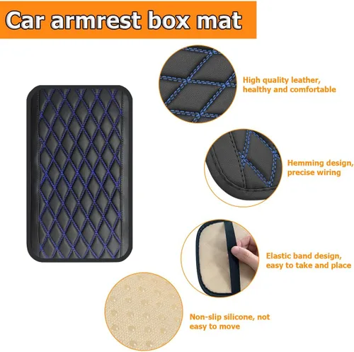 Vista 4 de Bittwee Almohadilla para consola central de automóvil, alfombrilla universal de cuero para reposabrazos, impermeable, protector de caja