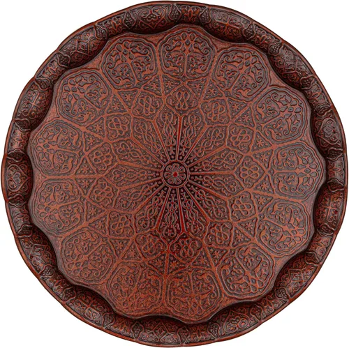 Vista 7 de Alisveristime Bandeja turca otomana para servir té y café, 13.60 pulgadas, metal con motivos tradicionales, disponible en cinco