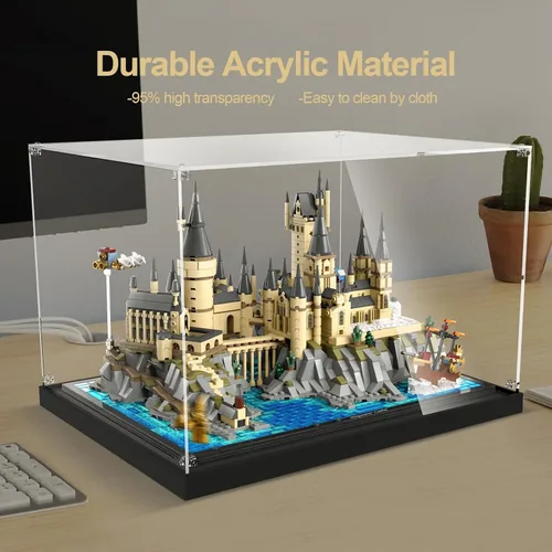 Vista 3 de Vitrina acrílica para Lego 76419 Castillo de Hogwarts, caja de protección a prueba de polvo, ajuste personalizado, 98% de transparencia