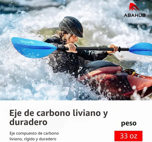 Vista 2 de Abahub 1 pala de kayak de carbono, remos de kayak de 90.5 pulgadas para canotaje, canoa con correa de remo gratis, eje de fibra de carbono