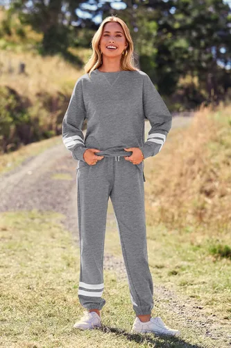 Vista 120 de Prettygarden - Conjunto de pijama de dos piezas para mujer, diseño de teñido anudado, sudadera informal de manga larga con pantalones largos, ropa
