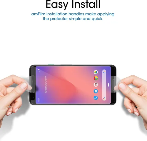 Vista 3 de amFilm Paquete de 3 protectores de pantalla de vidrio templado para Google Pixel 3 (2018)