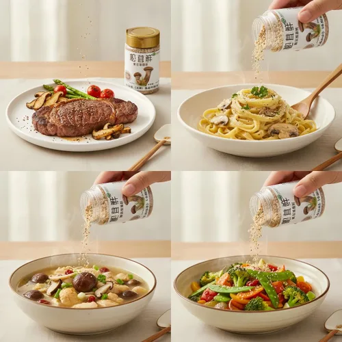 Vista 6 de Polvo de caldo de hongos Condimento Umami para sopas, caldos y cocina Sin gluten, condimento de hongos vegano en polvo para cocinar Caldo