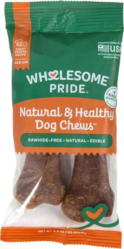 Vista 8 de Wholesome Pride Golosinas naturales y saludables para perros, paquete de 2 unidades para perros grandes, sabor a tocino, fabricadas en los Estados
