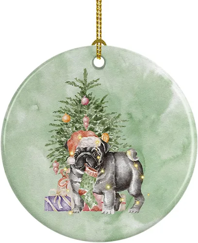 Vista 10 de Caroline's Treasures Bulldog, Bulldog inglés #2 y árbol de cerámica adorno colgante para árbol de Navidad, decoración colgante para el hogar
