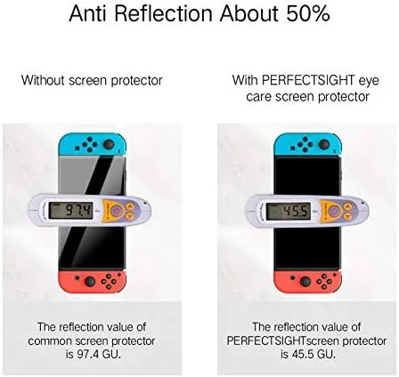 Vista 2 de PERFECTSIGHT Protector de pantalla de vidrio templado antideslumbrante antideslumbrante compatible con Nintendo Switch OLED de 7 pulgadas