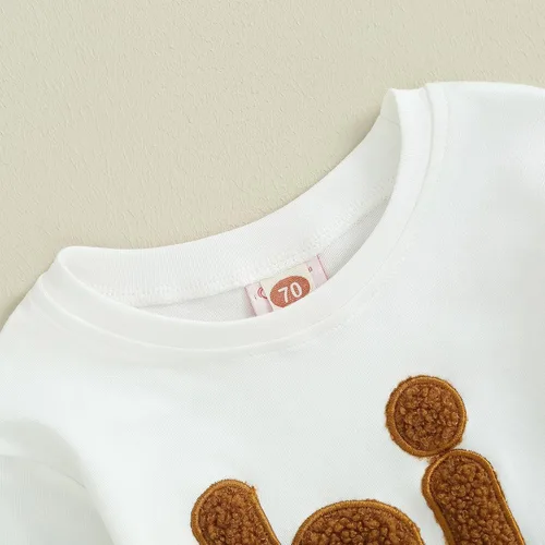 Vista 6 de VISGOGO Sudadera de gran tamaño para bebé niño y niña, mameluco de manga larga con bordado