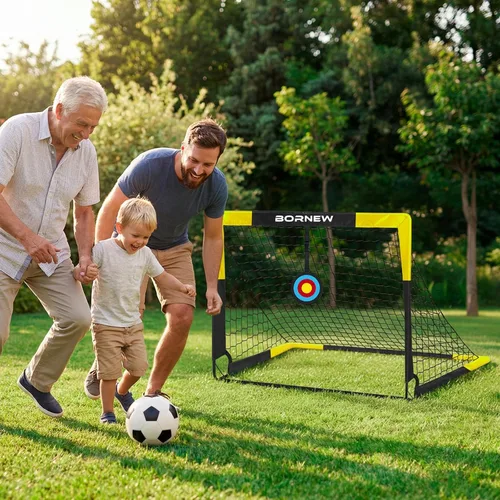 Vista 7 de Kid Soccer Goal and Soccer Ball Targets Set - 6x4 / 4X3 ft Backyard & Indoor Soccer Goal, Portable Pop Up Soccer Net with Soccer Targets, Cones