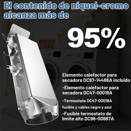 Vista 4 de 【Actualización 2026】DC97-14486A Elemento calefactor para secadora DC97-14486D para Samsung elemento calefactor dve50r5200w/a3 dv45h7000ew/a2