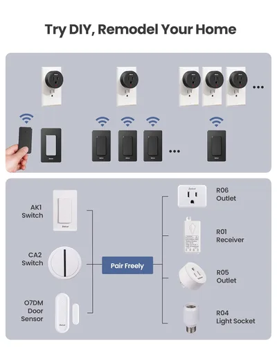 Vista 3 de Zoiinet Interruptor de Enchufe con Control Remoto, Diseño de Hebilla e Interruptor de Luz Inalámbrico Extraíble, 300 pies, Interruptor de Encendido