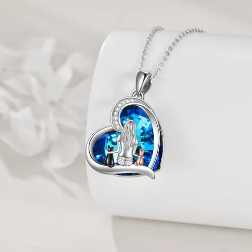 Vista 5 de YFN Collar de gato de plata de ley para mujer, regalo de joyería de gato