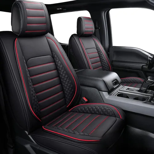 Vista 8 de YIERTAI Fundas de asiento de coche para asientos delanteros F150 2009-2022 y 2017-2022 F250 F350 F450 2017-2022 protectores de cojín de cuero