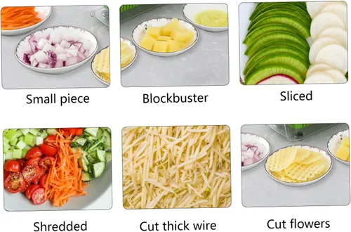Vista 7 de Rallador de cuatro caras de acero inoxidable y picador de verduras Rebanador multifuncional para papas, tomates, pepinos y zanahorias, gadget