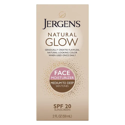 Vista 2 de Jergens Crema hidratante facial autobronceadora natural, protector solar facial SPF 20 y loción autobronceadora de brillo natural, bronceado falso