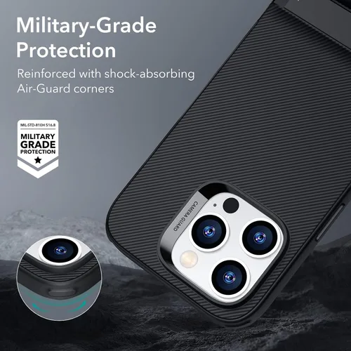 Vista 4 de ESR Funda para iPhone 14 Pro, 3 Modos de Soporte, Protección contra Caídas de Grado Militar, Compatible con Carga Inalámbrica, Cubierta Trasera Negro