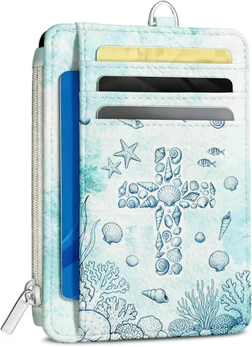 Vista 28 de Cartera delgada para mujer - Soporte para tarjetas de crédito con bloqueo RFID, cartera de piel sintética con ventana de identificación y bolsillo