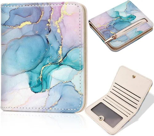 Vista 10 de Toughergun Billetera para Mujeres con Bloqueo RFID, Pequeña, Compacta, Bifold de Cuero de Lujo, Billetera de Bolsillo para Damas, Mini Monedero