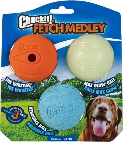 Vista 2 de Chuckit! Pelotas para perros silbantes, brillantes y rebotantes (2.5 pulgadas) para perros medianos