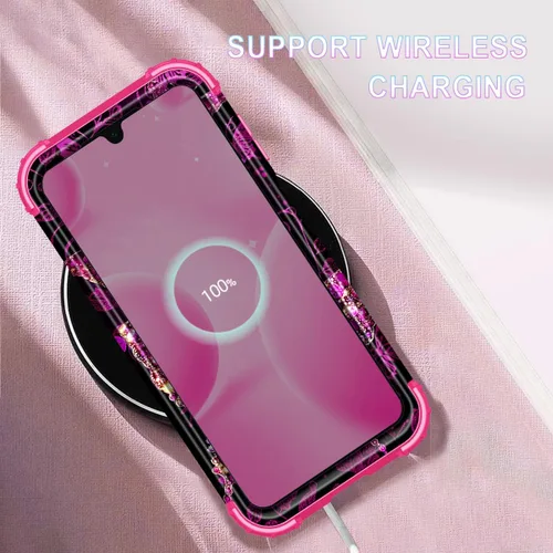 Vista 6 de Casetego Funda para Galaxy A16 5G, que brilla en la oscuridad, tres capas, resistente, a prueba de golpes, protección completa, policarbonato duro