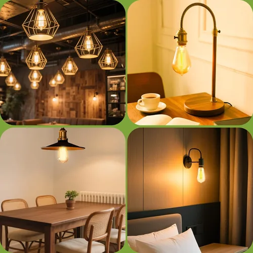 Vista 7 de Bombillas LED Edison de Sigalux, equivalentes a 40 vatios, casquillo E26, luz regulable, blanca suave 2700K, vidrio ámbar ST58, bombillas LED