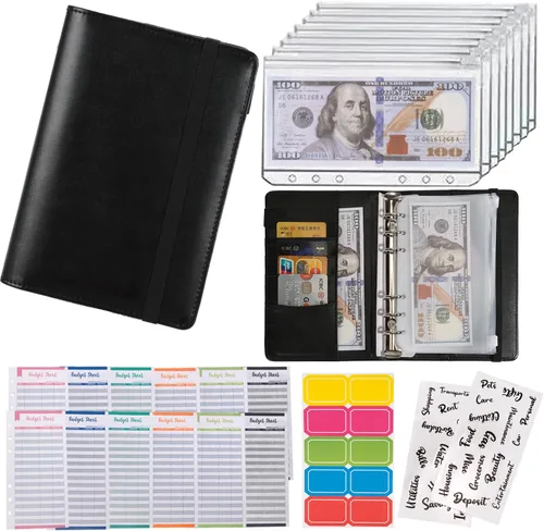 Vista 20 de NICOOTH Carpeta de Presupuesto con Sobres de Efectivo A6 Carpeta para Ahorrar Dinero con Sobres con Cremallera (A6 Verde)