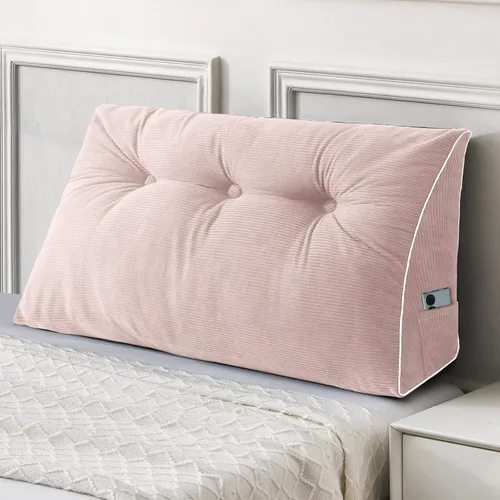 Vista 17 de Sasttie Almohada de Cabecera Queen, Almohada de Cuña de Cabecera para Sentarse en la Cama, Cojín Triangular con Soporte de Respaldo para Leer - Con