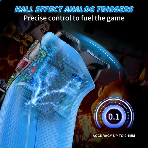 Vista 4 de Dinosoo RGB Wireless Controller for PS5/PlayStation 5 PC, Bluetooth Controller with Turbo, Macro, Dynamic Vibration, 6-Axis Motion Control, 3.5mm