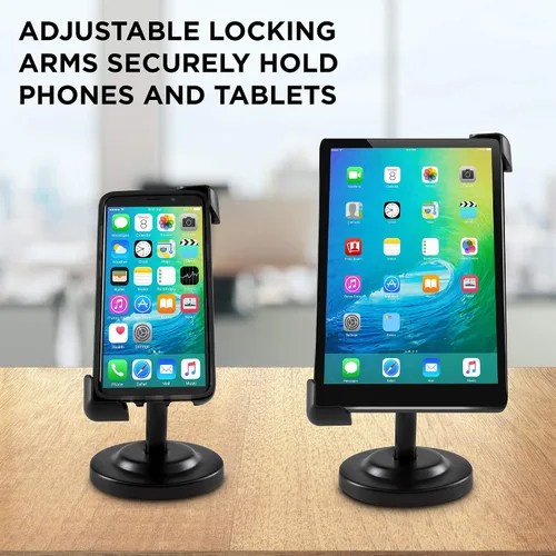 Vista 4 de LyxPro LYXATDPM - Soporte para tableta de teléfono celular, agarre con clip para mesa o escritorio, ángulo giratorio ajustable de 360 grados que se