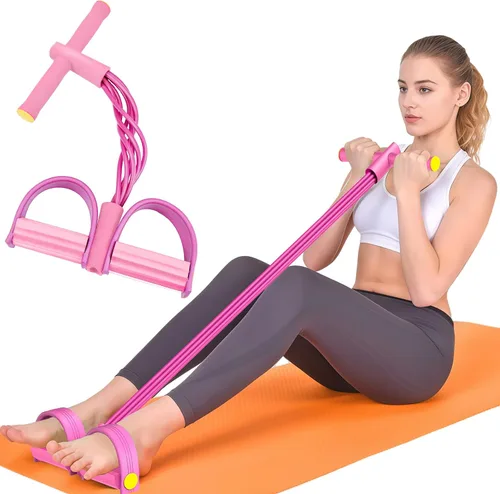 Vista 9 de Pedal Resistance Band with Handles, 6-Tubes Natural Rubber Exercise Bands Upgrade Foot Pedal Resistance Bands for Working Out, Multifunction