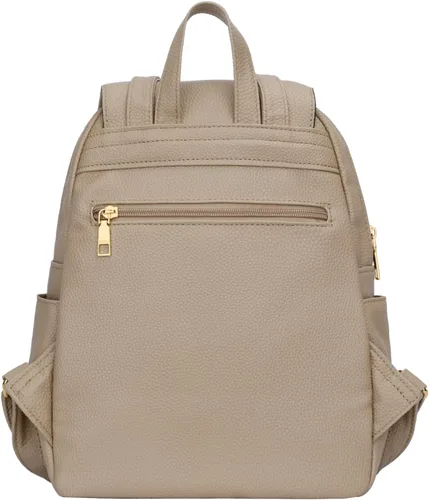 Vista 4 de KKXIU - Mochila de cuero a la moda para mujeres y damas, bolso de hombro para viajes y uso diario, A-caqui, Mediana, Mochila