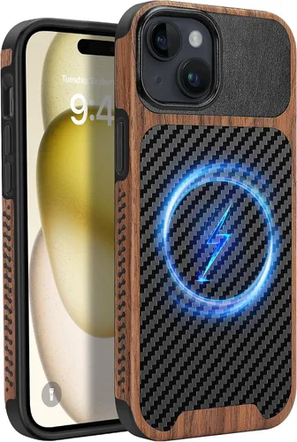 Vista 10 de Funda magnética ZZDZZ compatible con iPhone 14 Plus [Compatible con Magsafe] Diseño de cuero premium TPU híbrido a prueba de golpes (Negro)