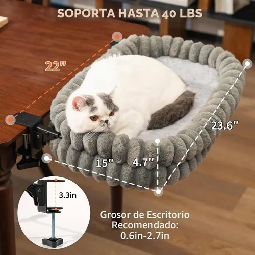 Vista 6 de CHEERPALS Cloud - Hamaca plegable para gatos de interior Gris