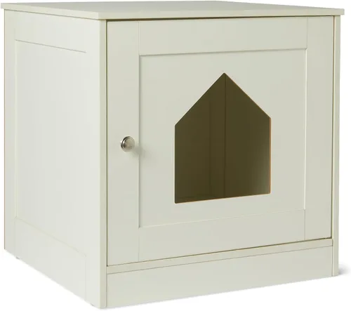 Vista 8 de Amazon Basics Caja de arena para gatos estilo mobiliario, roble