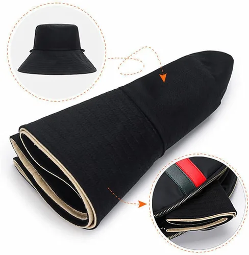 Vista 6 de Gorra de pesca plegable para playa, protección solar UPF UV, impermeable, transpirable, ala ancha, sombrero para el sol para mujer H01-Beige