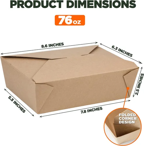 Vista 3 de Fit Meal Prep Paquete de 36 recipientes desechables de 76 onzas para llevar para microondas, cajas de papel kraft para llevar, contenedores