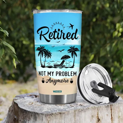 Vista 2 de WHIDOBE Regalo para la jubilación – Regalos de jubilación – Jubilado no es mi problema más – Taza de jubilado para hombres, mujeres, papá, mamá