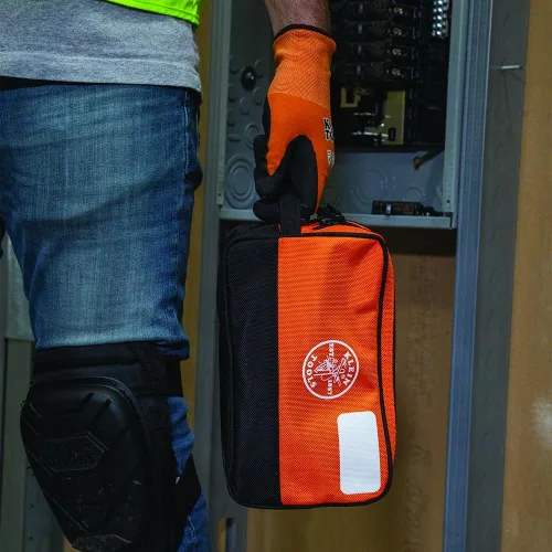 Vista 9 de Klein Tools Bolsa de herramientas, compartimentos dobles, organizador de bolsas de herramientas de alta resistencia, bolsa multiusos