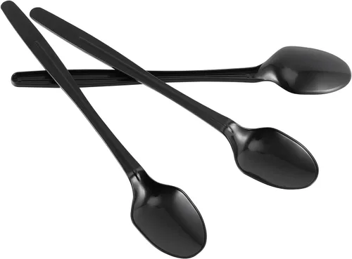 Vista 5 de JEUIHAU 400 cucharas de plástico de 8 pulgadas envueltas individualmente, cucharas desechables para refrescos y helados con asas largas, cucharas