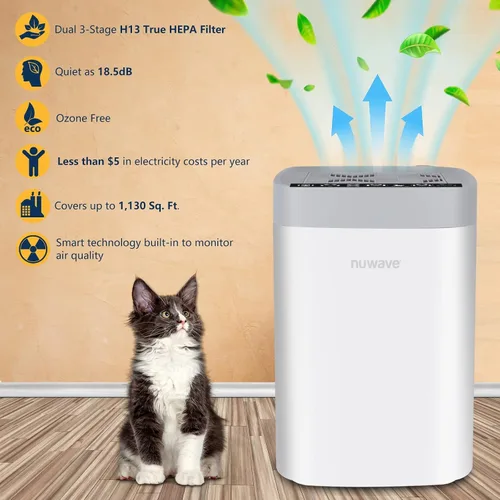 Vista 4 de Nuwave OxyPure Zero - Purificador de aire inteligente, gran área de hasta 2,002 pies cuadrados, filtración de aire dual de 4 etapas y purificador