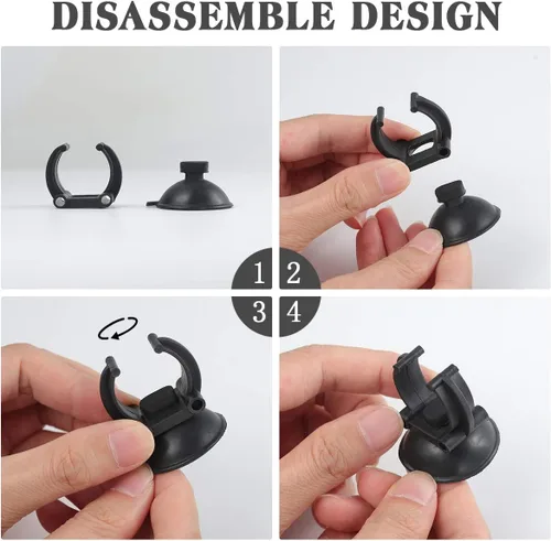 Vista 2 de POPETPOP 10pcs acuario ventosa taza para línea de aire tubo cable titular (negro)