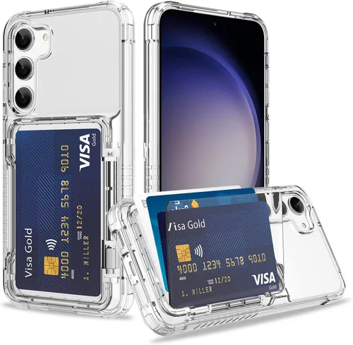 Vista 22 de Funda tipo cartera para iPhone 13 Pro Max con 3 ranuras para tarjetas de crédito, a prueba de golpes, híbrida, resistente, transparente Cubierta