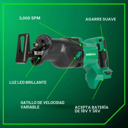 Vista 9 de Metabo HPT Taladro Percutor Inalámbrico MultiVolt™ de 18V, Destornillador de Impacto, Sierra Recíproca, y Linterna Kit Combinado de 4 Piezas