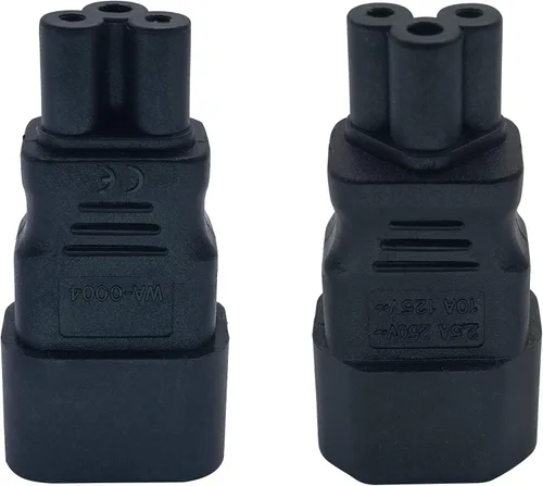 Vista 4 de Adaptador de CA IEC 320 C14 a C5, 10A 125V IEC 3Pole Macho a Mickey Mouse Adaptador de corriente hembra de 3 polos, convertidor de CA C5 a C14
