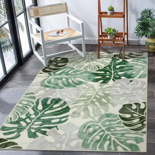Vista 27 de Wonnitar Leaf - Alfombra de cocina de 2x3 pies, alfombra azul pequeña para baño, alfombra decorativa lavable para mesita de noche, planta
