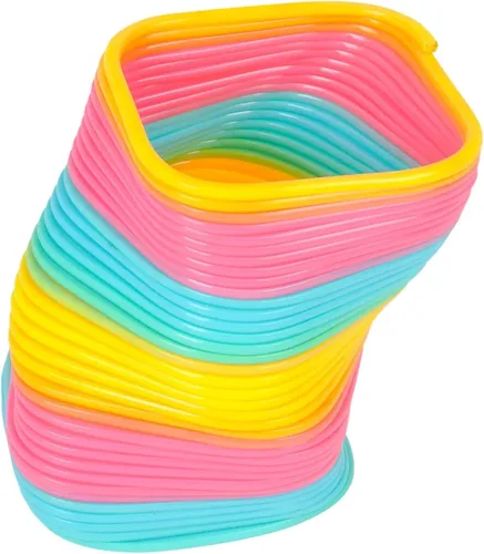 Vista 2 de The Dreidel Company Arco iris de resorte helicoidal cuadrado jumbo, recuerdo de fiesta para niños, 4.75 pulgadas (4.724 in) envuelto individualmente