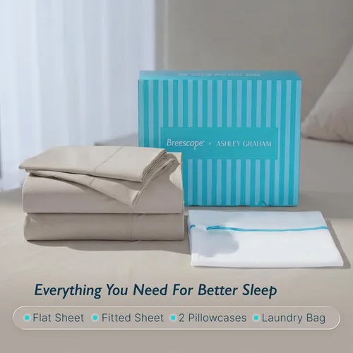 Vista 8 de Breescape Cooling Sheets Twin XL Size - BlendTek Dry & Cool Technology Cooling Bed Sheets for Hot Sleepers and Night Sweats, Q-Max>0.46 Tech Twin XL