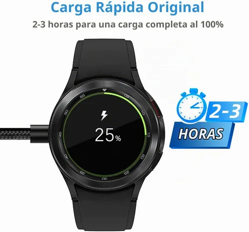 Vista 4 de Cargador USB C compatible con Samsung Galaxy Watch 7/6/6 Classic/5/5 Pro/4/4 Classic/3/Active 2, cable cargador de nailon Galaxy Watch